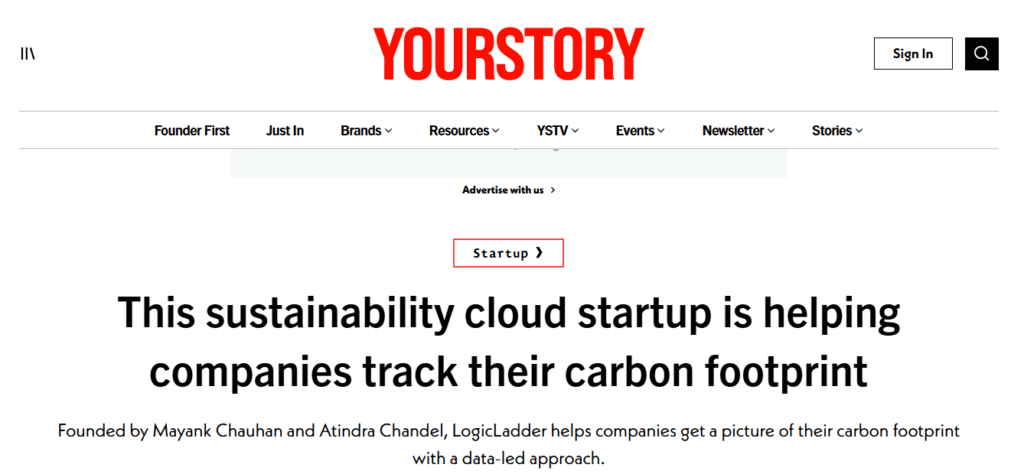 LogicLadder's platform The Sustainability Cloud featured on YourStory