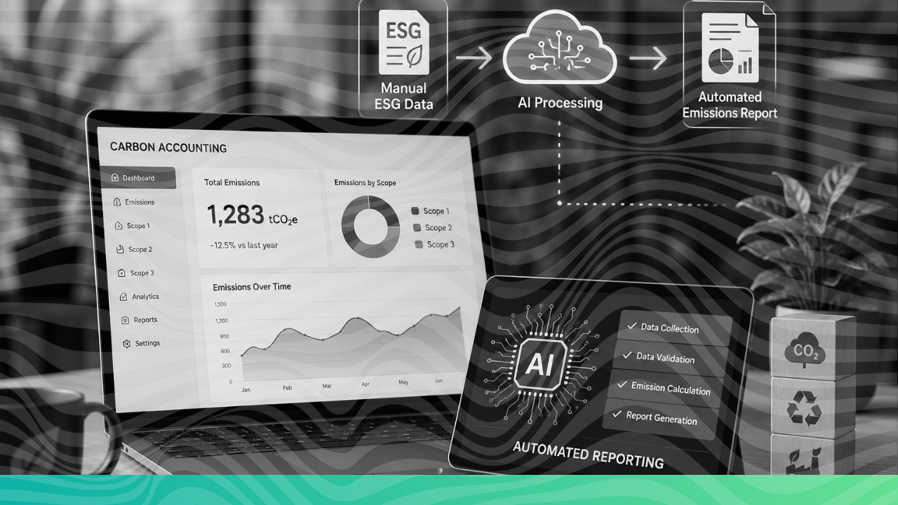 AI carbon accounting software interface for ESG emissions tracking